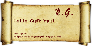 Melis Györgyi névjegykártya